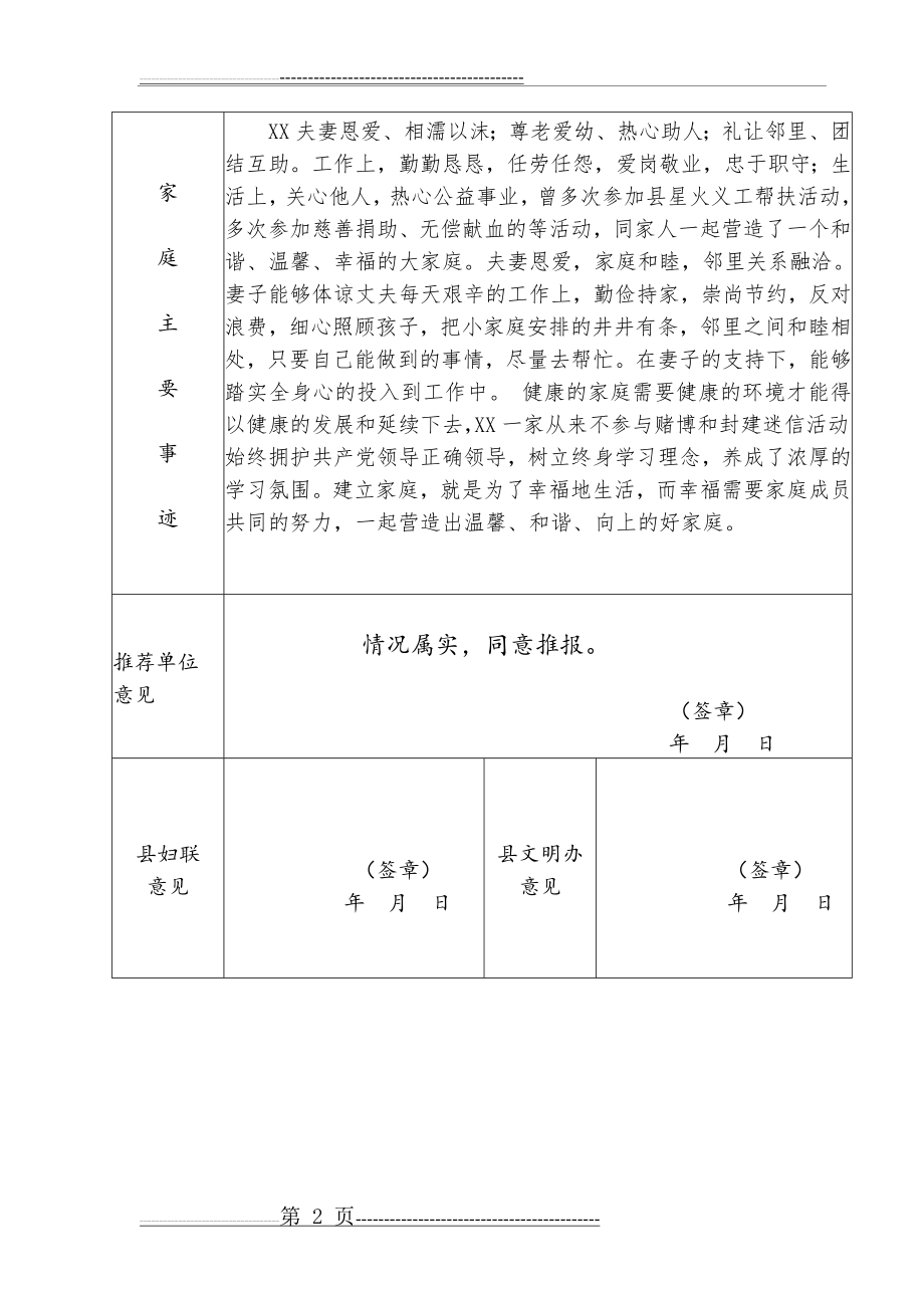 县级文明家庭申报表(2页).doc_第2页