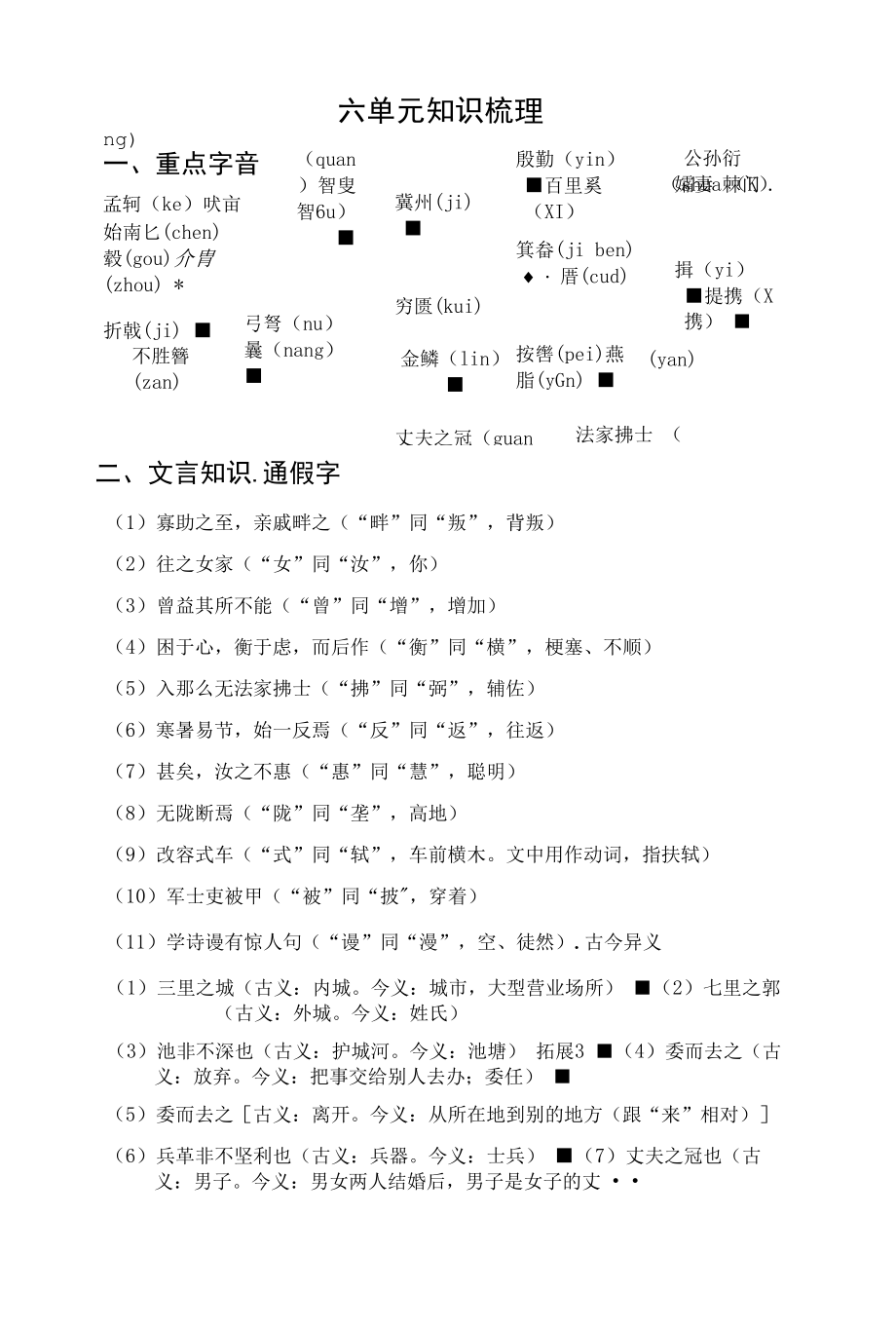部编人教版八年级上册初中语文 六单元知识点梳理.docx_第1页