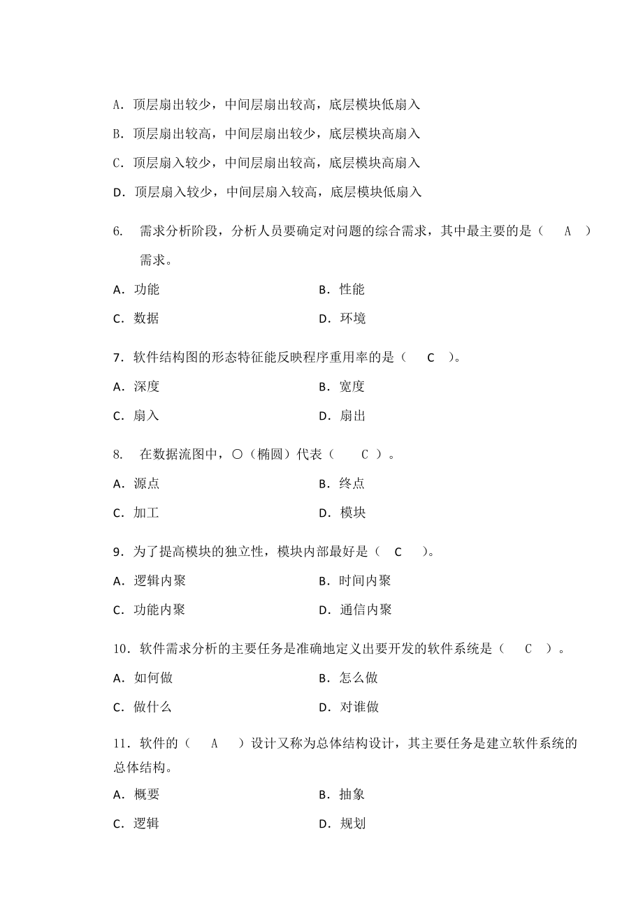 天津科技大学软件工程期末考试试题(样卷).doc_第2页