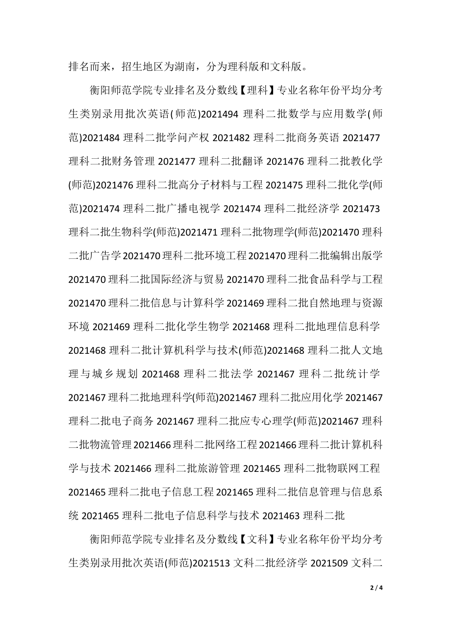 2021衡阳师范学院专业排名.docx_第2页