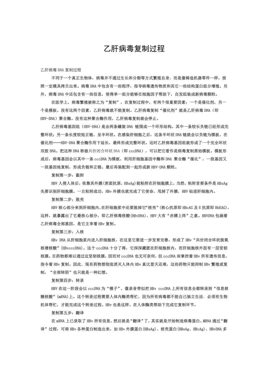乙肝病毒复制过程.doc_第1页