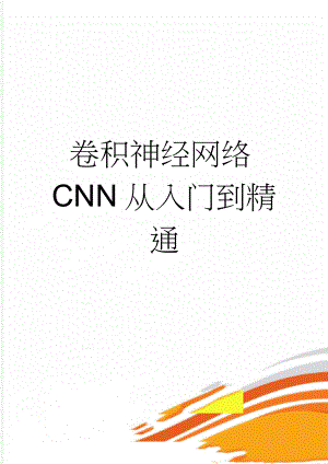 卷积神经网络CNN从入门到精通(73页).doc