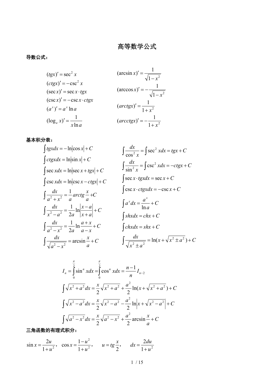 数学分析公式.doc_第1页