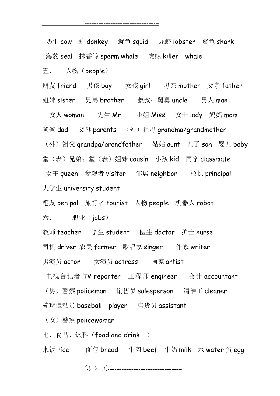 小学英语单词归类复习(13页).doc_第2页