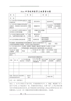 学校师生员工健康登记表(1页).doc