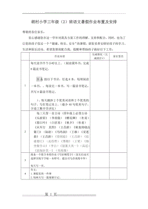 小学三年级语文暑假作业布置及安排(3页).doc