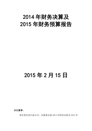 2014年财务决算报告及2015年财务预算报告-修订.doc