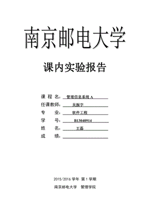 B13040914王磊-实验报告-管理信息系统.doc
