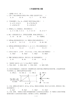 八年级数学上册第一章勾股定理练习题北师大版.doc