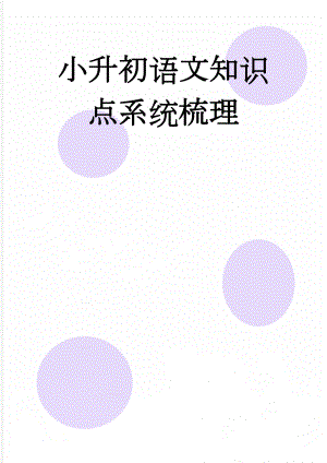 小升初语文知识点系统梳理(23页).doc