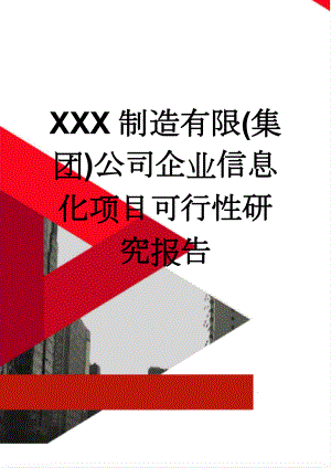 XXX制造有限(集团)公司企业信息化项目可行性研究报告(62页).doc