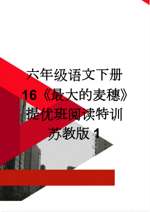 六年级语文下册 16最大的麦穗提优班阅读特训 苏教版1(3页).doc
