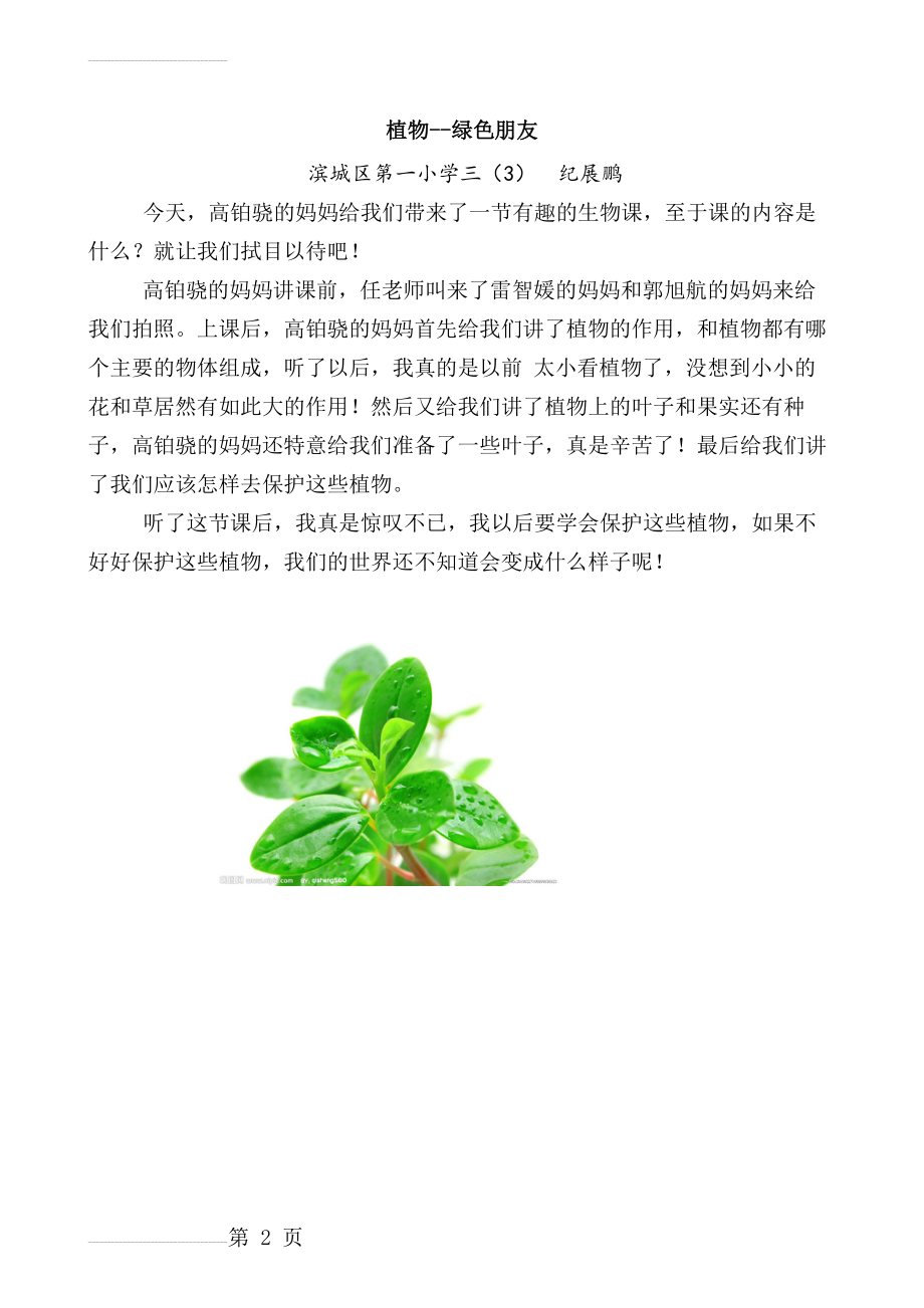 三(3)纪展鹏《植物--绿色朋友》(2页).doc_第2页