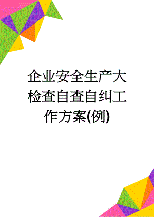 企业安全生产大检查自查自纠工作方案(例)(6页).doc