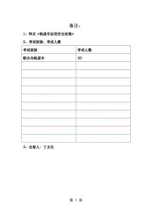 轨道车运用安全法规-201302-丁太生(考试班级及人数).doc