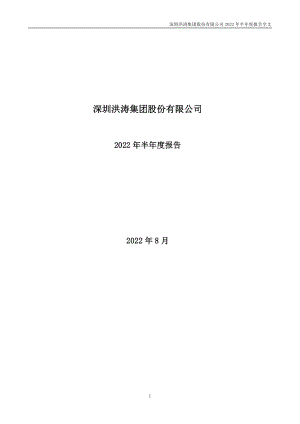 洪涛股份：2022年半年度报告.PDF