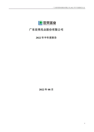 世荣兆业：2022年半年度报告.PDF