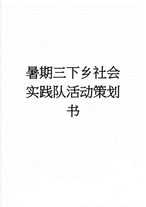 暑期三下乡社会实践队活动策划书(12页).docx